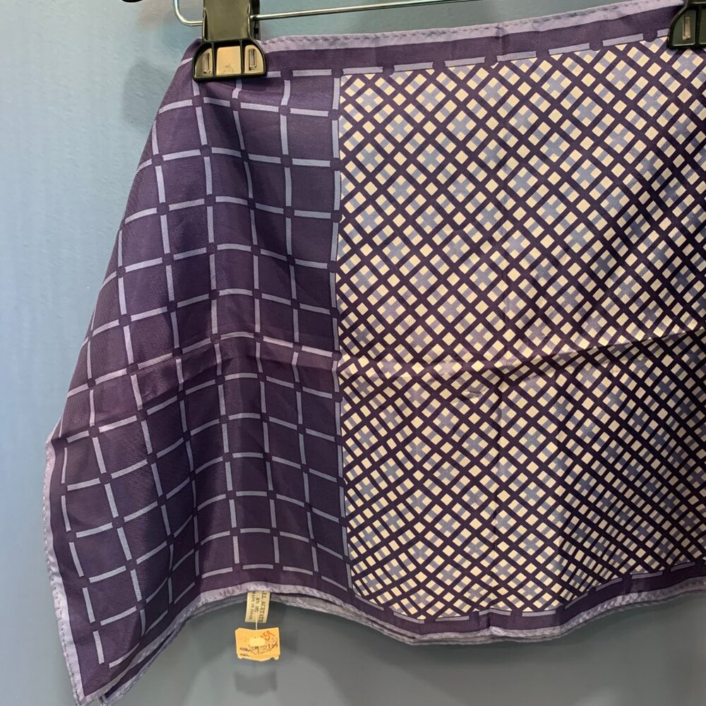VTG Rectangular Fashion Scarf Blue-Purple White Acetate Retro Accessories - Picture 2 of 4